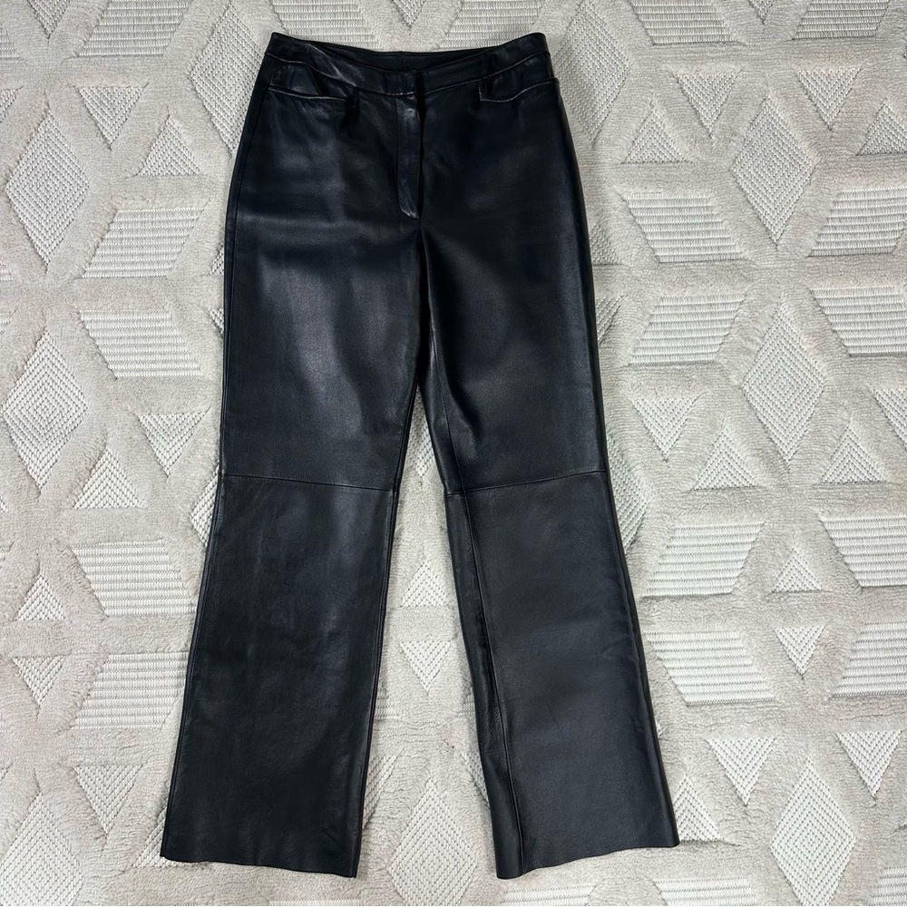Classiques Entier Pants 8 Black Soft Leather Straight Fit Trouser